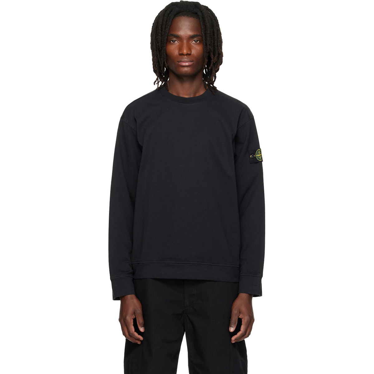 Stone Island Black 6100057 Heavy Organic Cotton Jersey Sweatshirt