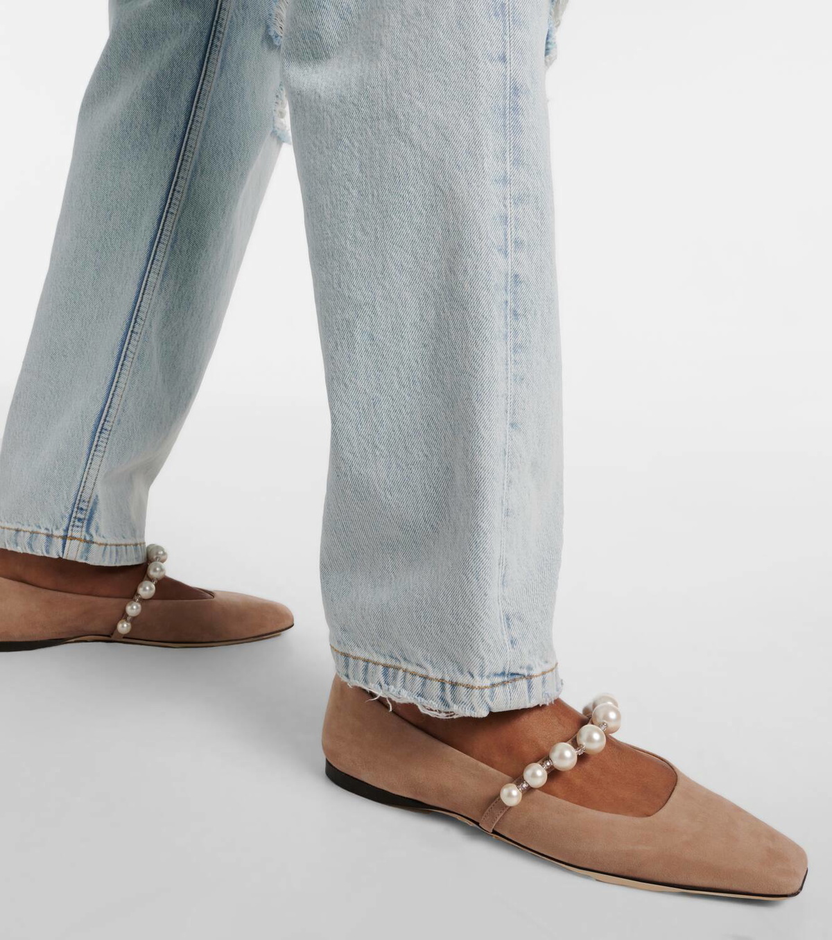 Jimmy Choo Ade embellished suede ballet flats Jimmy Choo