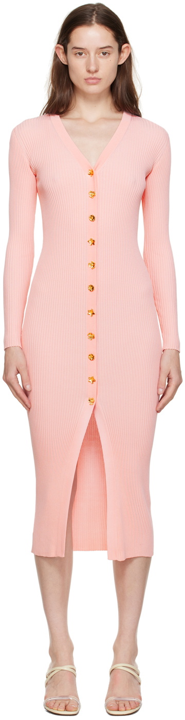 STAUD Pink High Neck Mini Dress