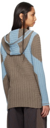 Kiko Kostadinov Brown & Blue Dakota Oversized Knit Hoodie