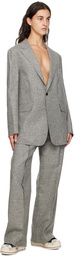 R13 Gray Raw Cut Blazer