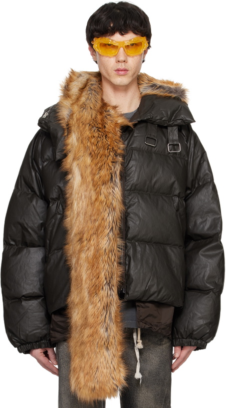 Photo: Ottolinger Brown Deconstructed Double Zip Puffer Jacket
