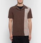 Maison Margiela - Slim-Fit Striped Piqué-Panelled Cotton-Blend Polo Shirt - Men - Brown