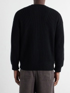 FrizmWORKS - Ribbed Wool-Blend Zip-Up Sweater - Black