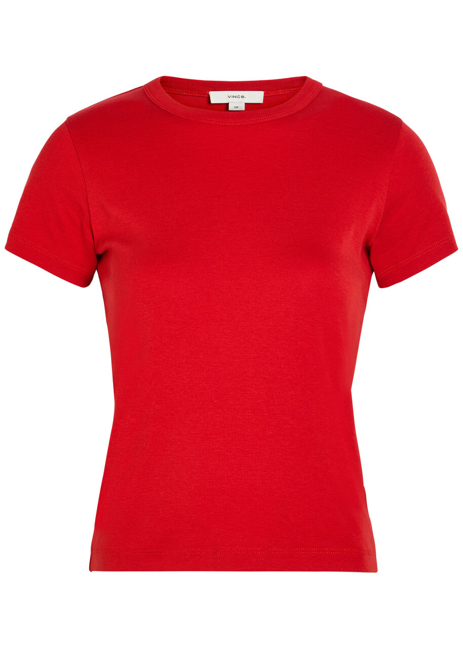 Vince Shrunken 90s Cotton and Modal-blend T-shirt Red