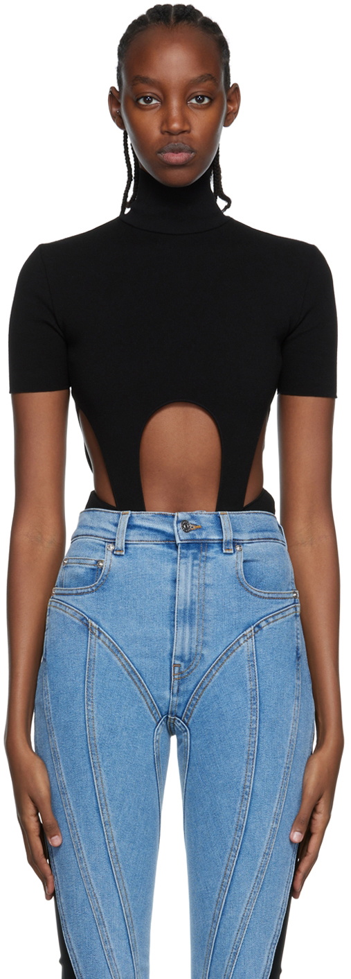 Mugler Black Cutout Bodysuit