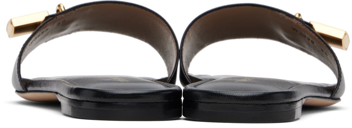 TOM FORD Black Leather Padlock Slides