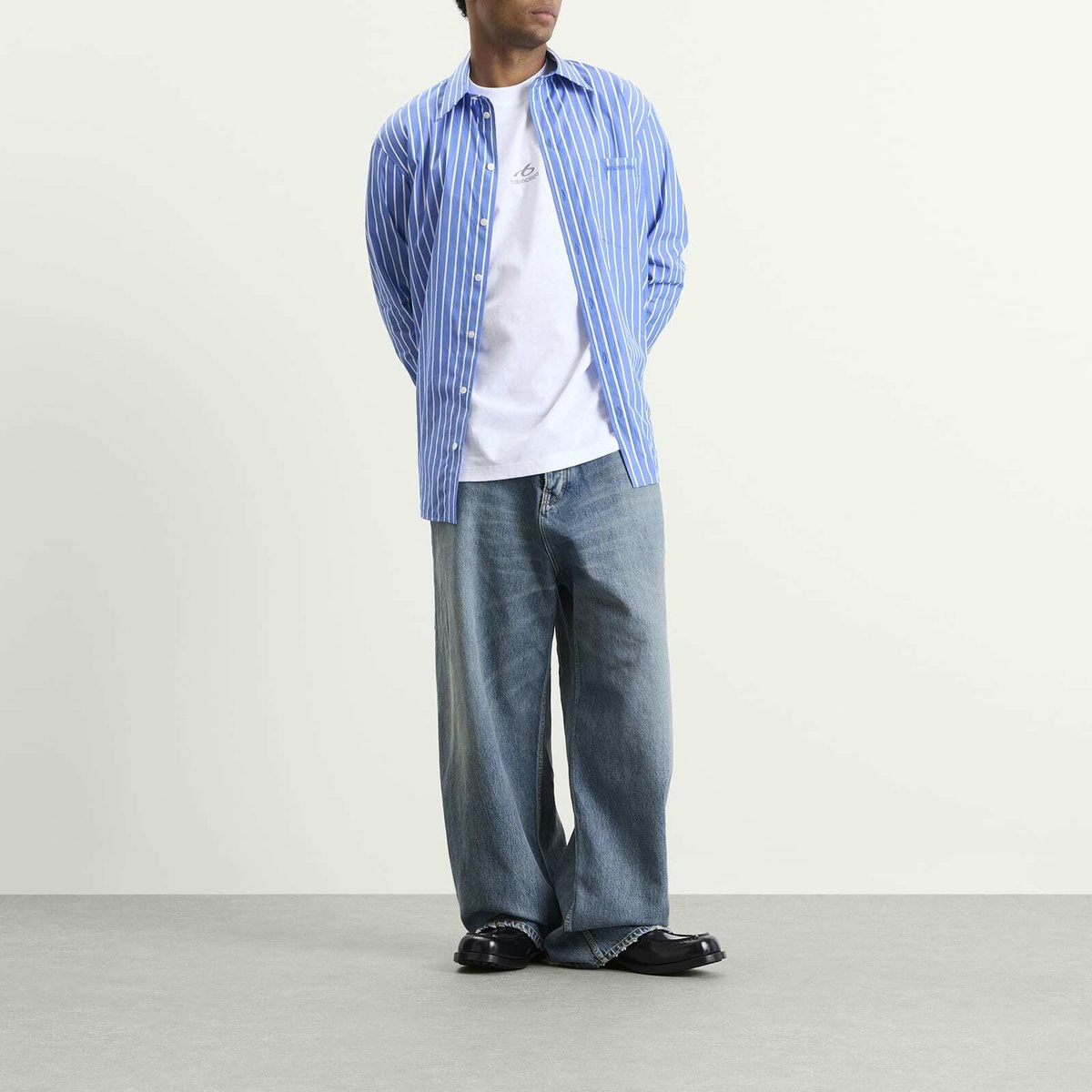 Balenciaga Men's Baggy Fit Japanese Twill Jeans in Dark Blue