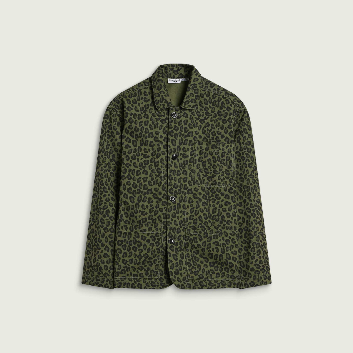 Service Works Men's Patterned Easy Chef Shirt in Green Leopard