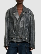 ALESSANDRA RICH - Studded Leather Oversize Biker Jacket