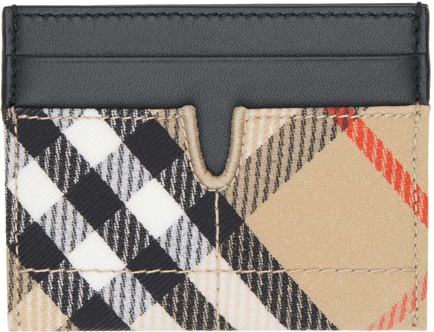 Burberry Beige & Black Check Snip Card Holder