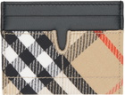 Burberry Beige & Black Check Snip Card Holder