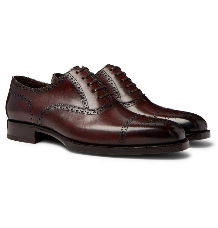 Photo: TOM FORD - Wessex Burnished-Leather Brogues - Brown