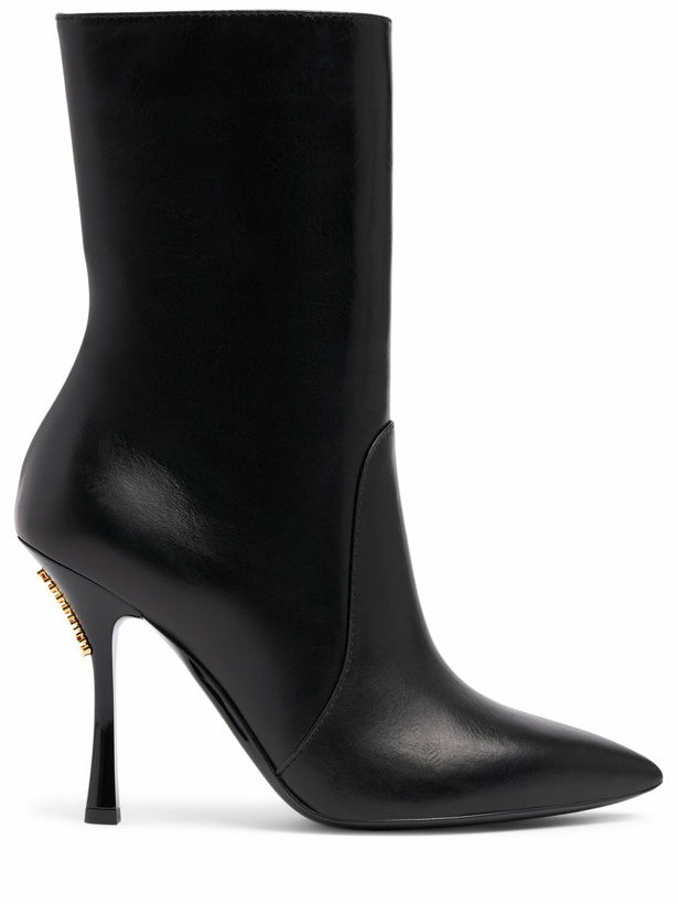 Photo: MOSCHINO 100mm Leather Zip-up Ankle Boots