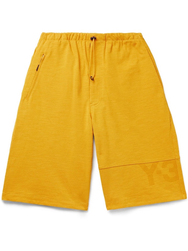 Photo: Y-3 - Cotton and Linen-Blend Piqué Drawstring Shorts - Yellow
