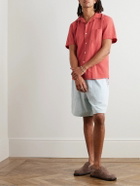 La Paz - Panama Convertible-Collar Cotton-Seersucker Shirt - Red