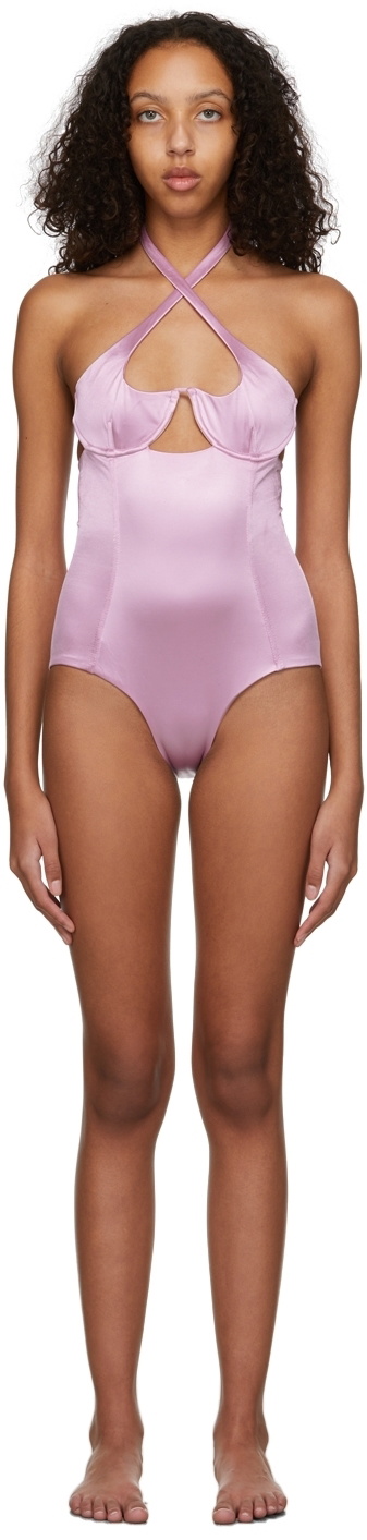 ISA BOULDER SSENSE Exclusive Pink Heart One-Piece Swimsuit Isa Boulder