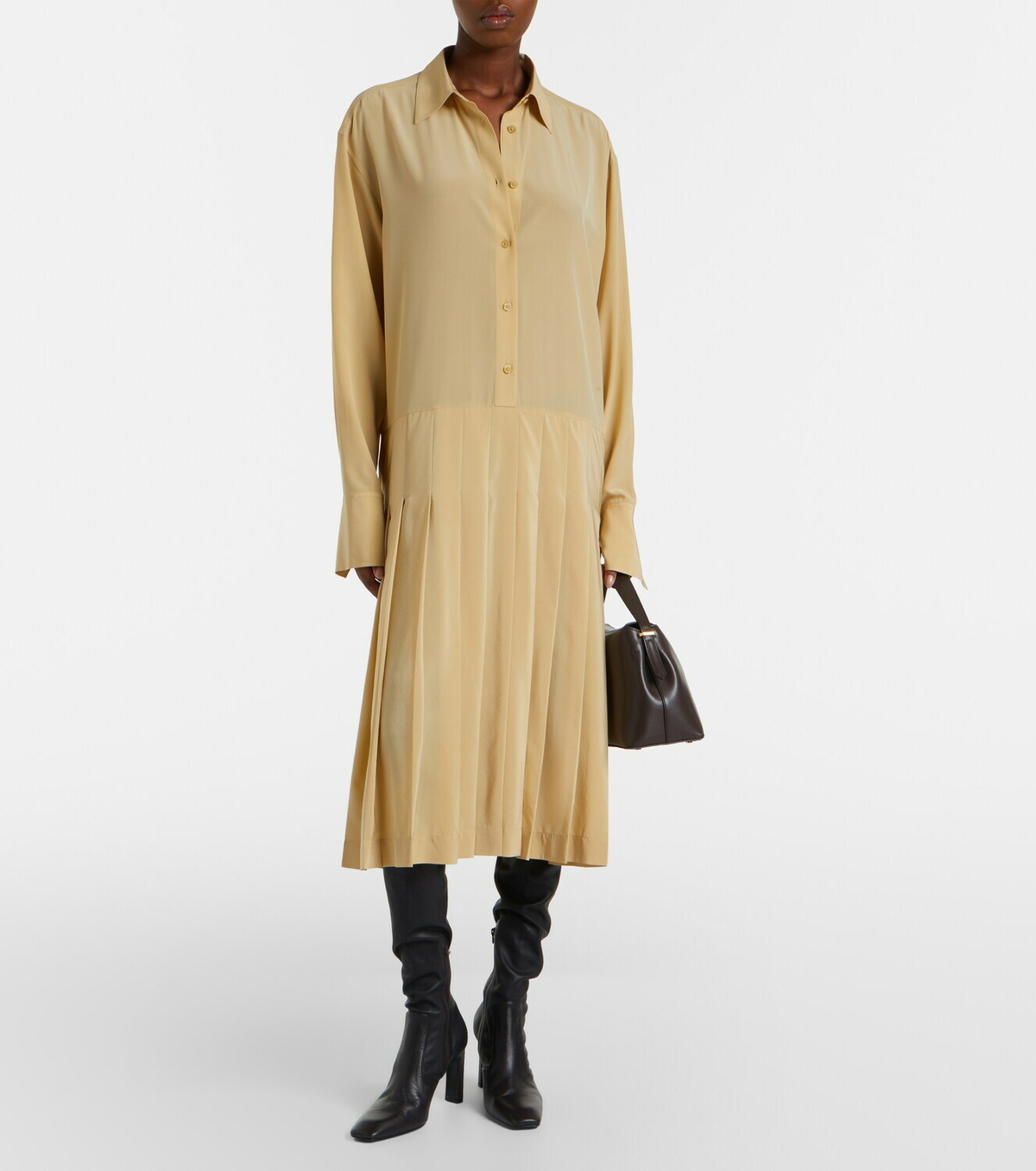 Toteme Pleated silk shirt dress