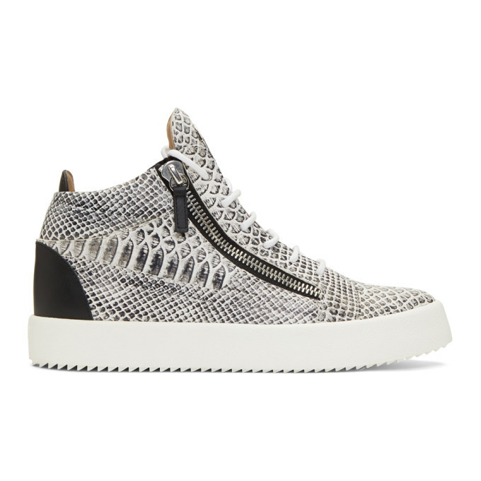 Photo: Giuseppe Zanotti White and Black Croc Kriss High-Top Sneakers