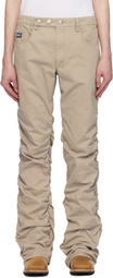 MISBHV Beige Cotton Twill Stacked Trousers