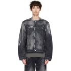 CAMPERLAB Black Distorted Print Distressed Denim Jacket