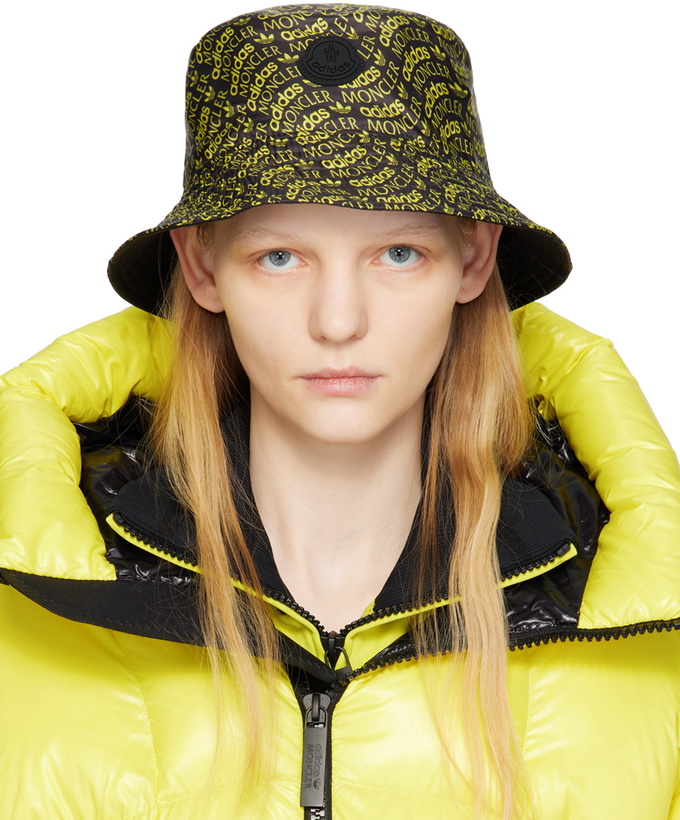 Photo: Moncler Genius 3 Moncler adidas Originals Reversible Yellow & Black Logo Bucket Hat