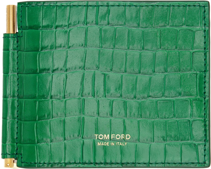 Photo: TOM FORD Green Croc-Embossed Money Clip