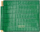 TOM FORD Green Croc-Embossed Money Clip