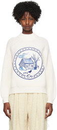 S.S.Daley White Cottage Scene Sweater