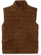 Polo Ralph Lauren - South Kent Logo-Appliquéd Quilted Padded Suede Gilet - Brown