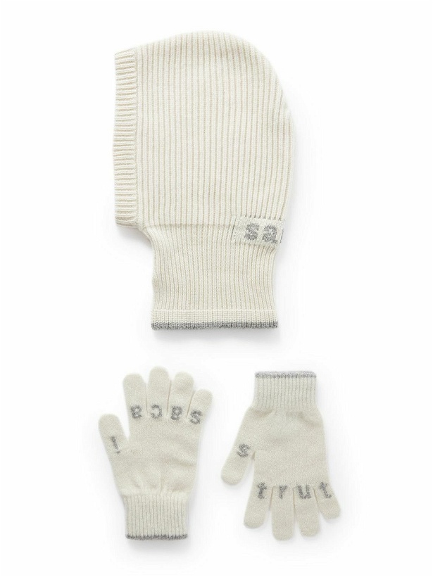 Photo: Sacai - Ribbed Intarsia Wool Balaclava and Gloves Set