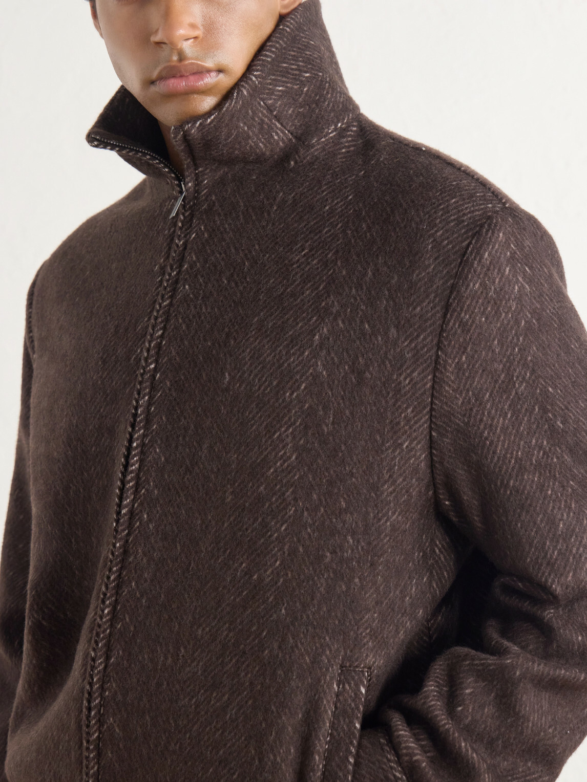 Altea - Arden Herringbone Blouson Jacket - Brown