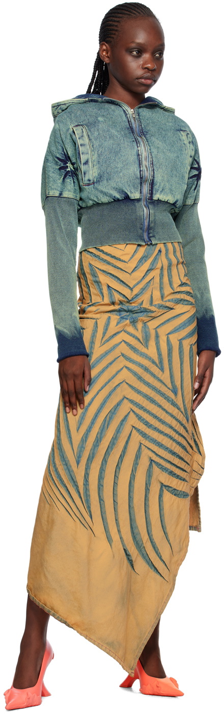 Masha Popova Blue Puffed Denim Bomber Jacket