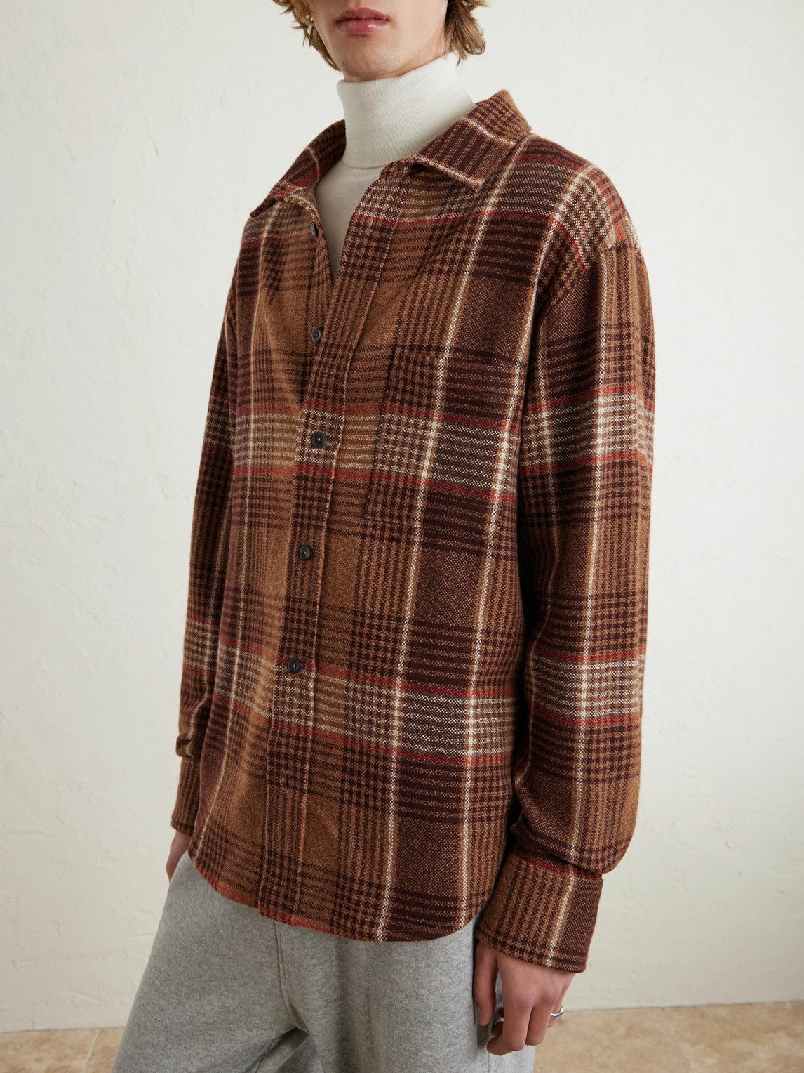 The Elder Statesman - Checked Cashmere Shirt - Brown