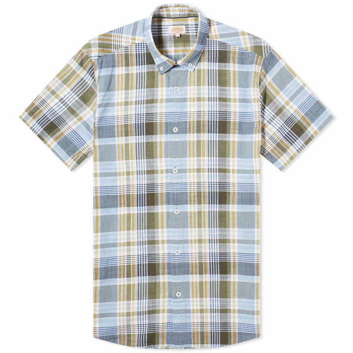 Photo: Armor-Lux Men's Button Down Short Sleeve Check Shirt in Pagoda