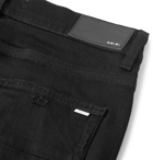 AMIRI - MX1 Skinny-Fit Distressed Leather-Panelled Stretch-Denim Jeans - Black