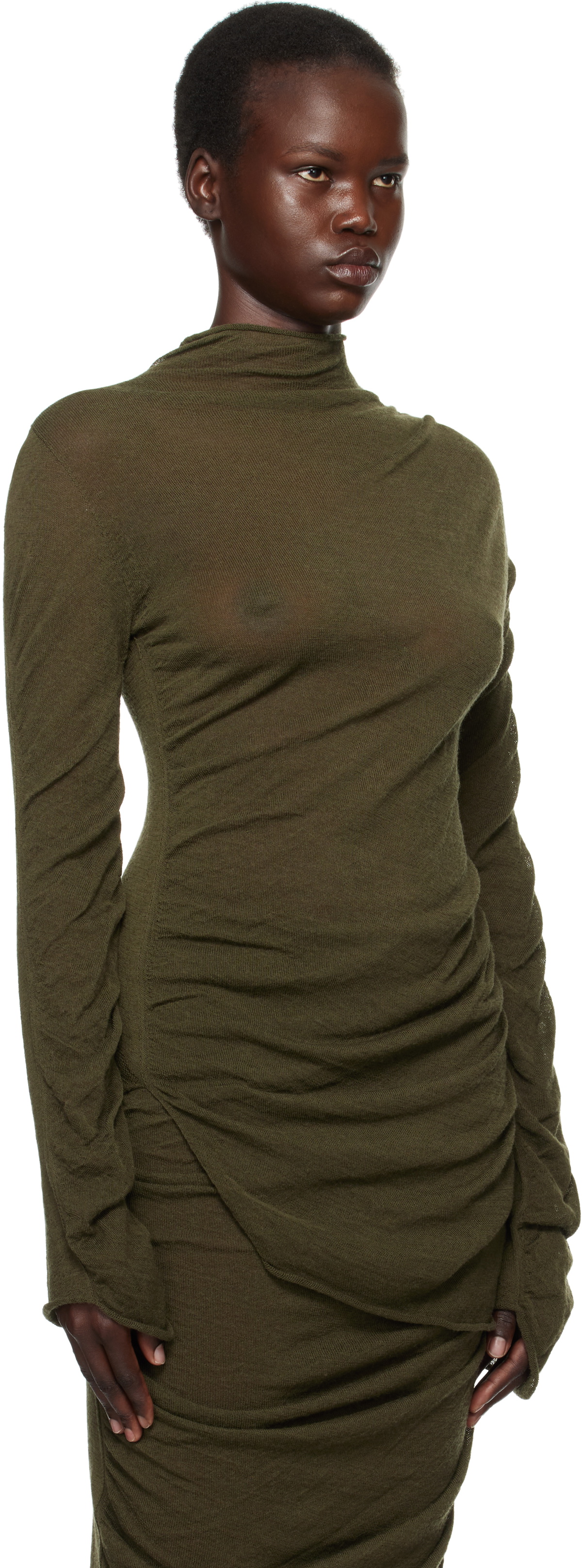ISSEY MIYAKE Green Ambiguous Wool Sweater