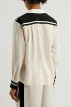 Frame Stripe-trim Silk Shirt Cream