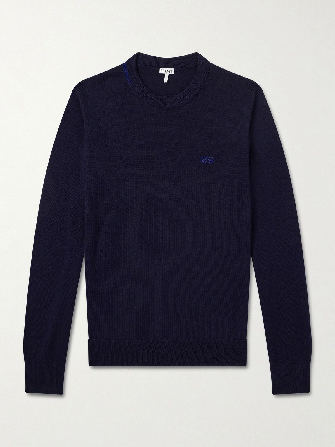 LOEWE - Anagram-Embroidered Wool-Blend Sweater - Blue