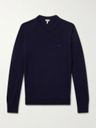 LOEWE - Anagram-Embroidered Wool-Blend Sweater - Blue