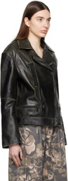 OPEN YY Brown Distressed Leather Jacket