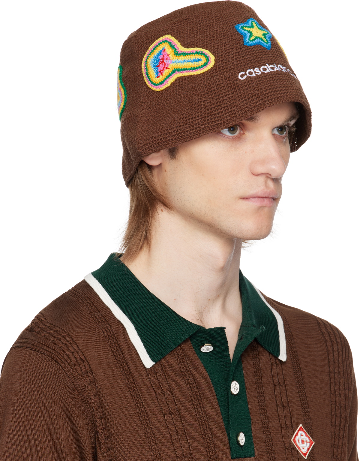 Casablanca Brown Crochet Bucket Hat