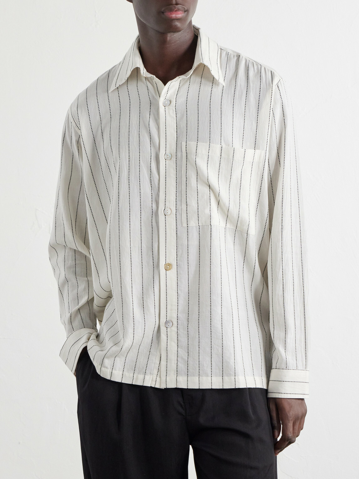 Kartik Research - Pinstriped Cotton-Canvas Shirt - Neutrals