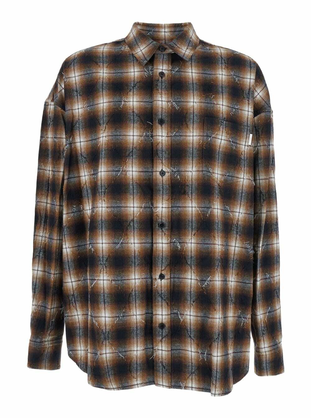 Juun.J Multicolor Shirt With Classic Collar And All-over Check Motif In Cotton Man