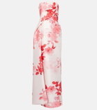 Monique Lhuillier Floral draped satin gown