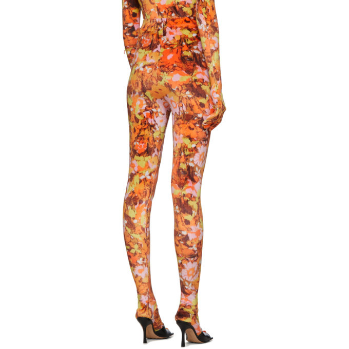 Richard Quinn Orange Floral Leggings