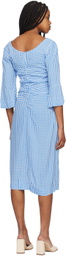 GANNI Blue Gingham Midi Dress