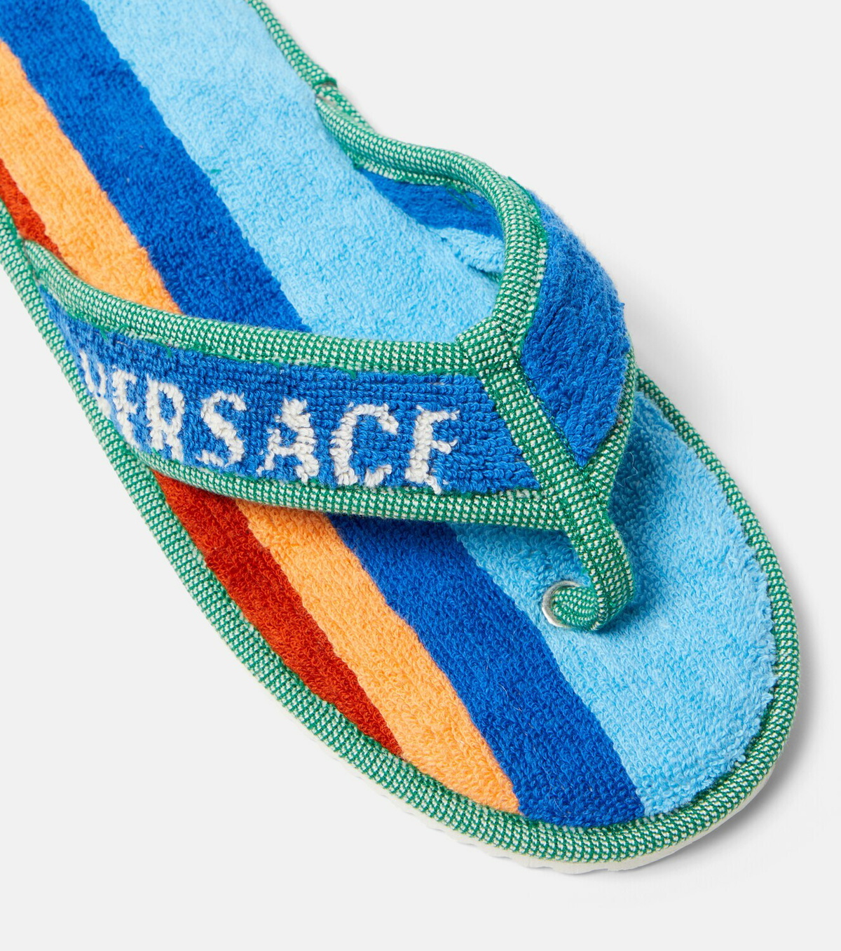 Versace Home Striped cotton terry slippers