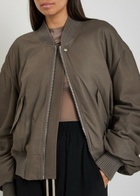 Rick Owens Secchia Flight Padded Leather Bomber Jacket Light Brown