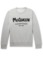 ALEXANDER MCQUEEN - Logo-Print Mélange Loopback Cotton-Jersey Sweatshirt - Gray